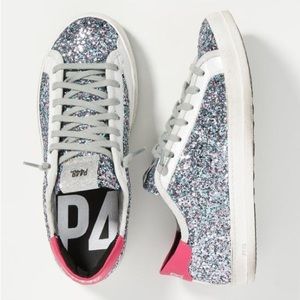 RARE P448 Johnny Silver Pink Glitter Sneaker Size 38 US 8 RETAIL $298